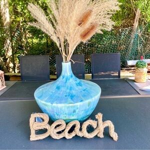 BEACH natural rope/cord accent plaque sign w coastal Mediterranean cottage vibe